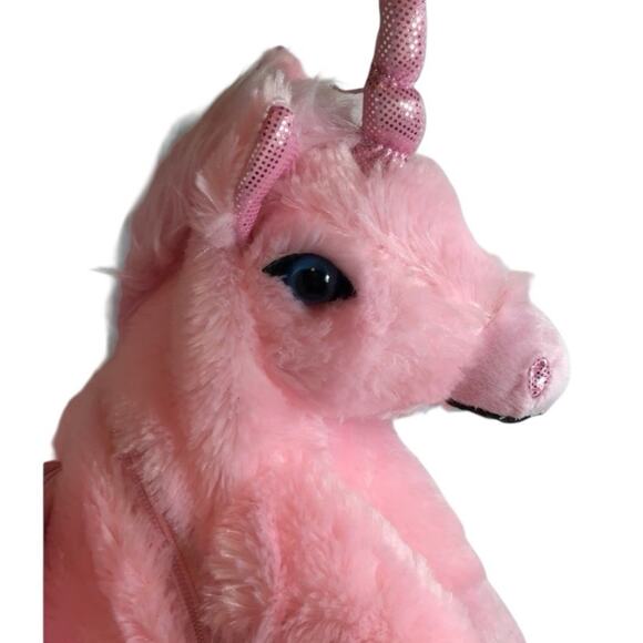 Funzone Unicorn Backpack Pegasus Pink Stuffed Plush 19” Sparkly Bag Glitter NWT - Picture 5 of 7